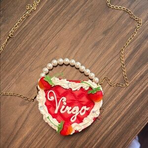 Red Virgo Cake Handbag with Pearl Handle